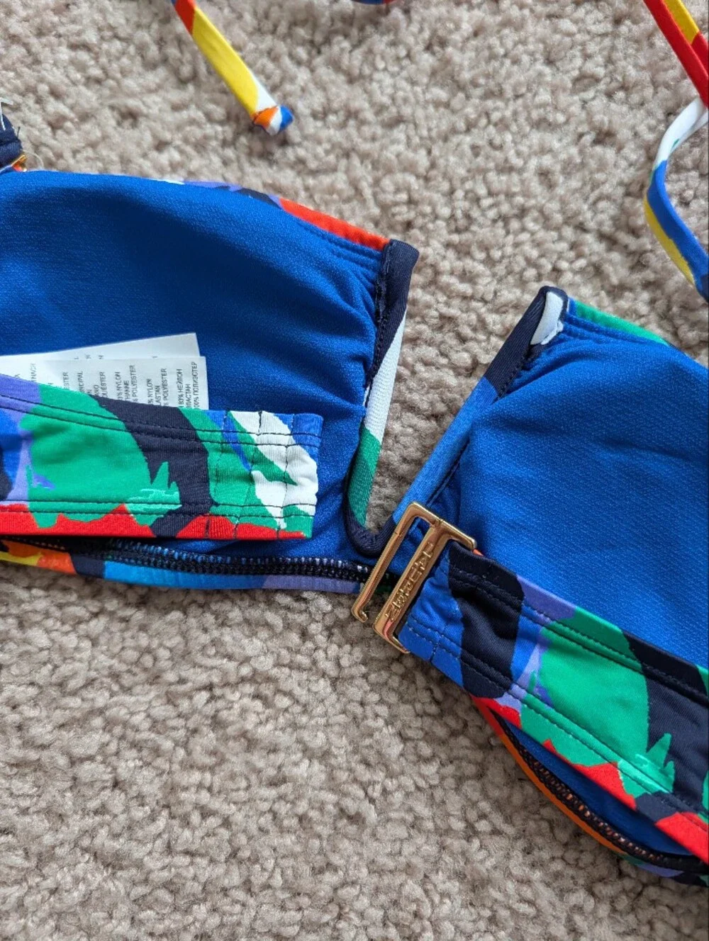 Lauren Ralph Lauren Womens Bold Abstract Floral V Wire Bandeau Bikini Top NWT 4